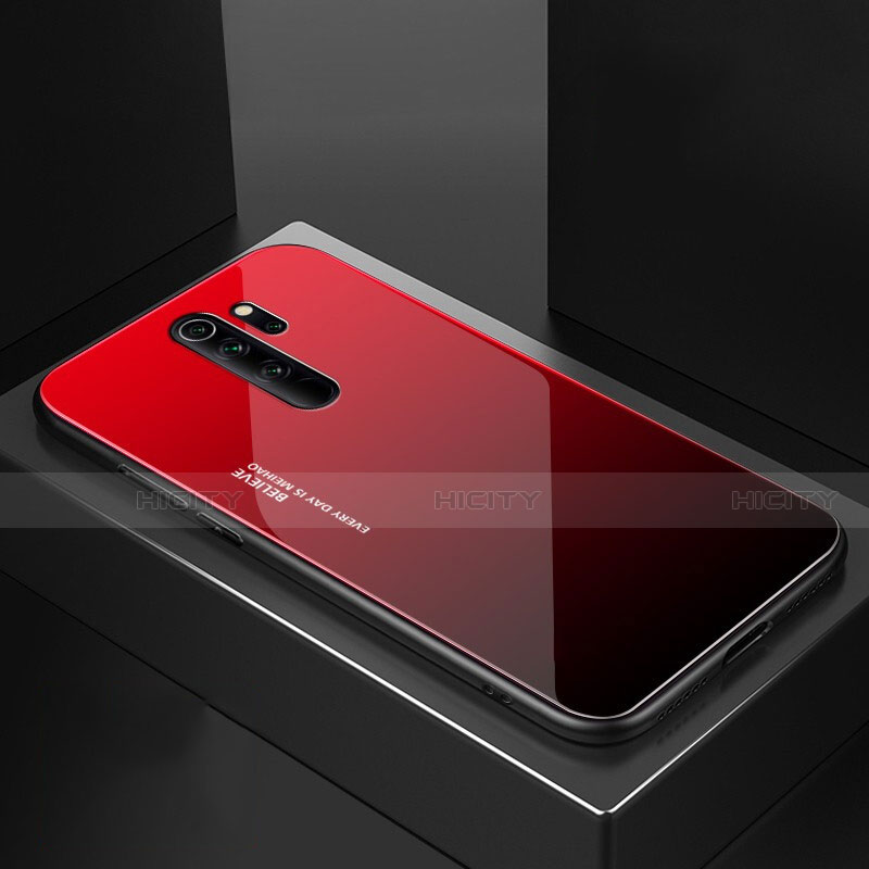 Silikon Schutzhülle Rahmen Tasche Hülle Spiegel M02 für Xiaomi Redmi Note 8 Pro Rot