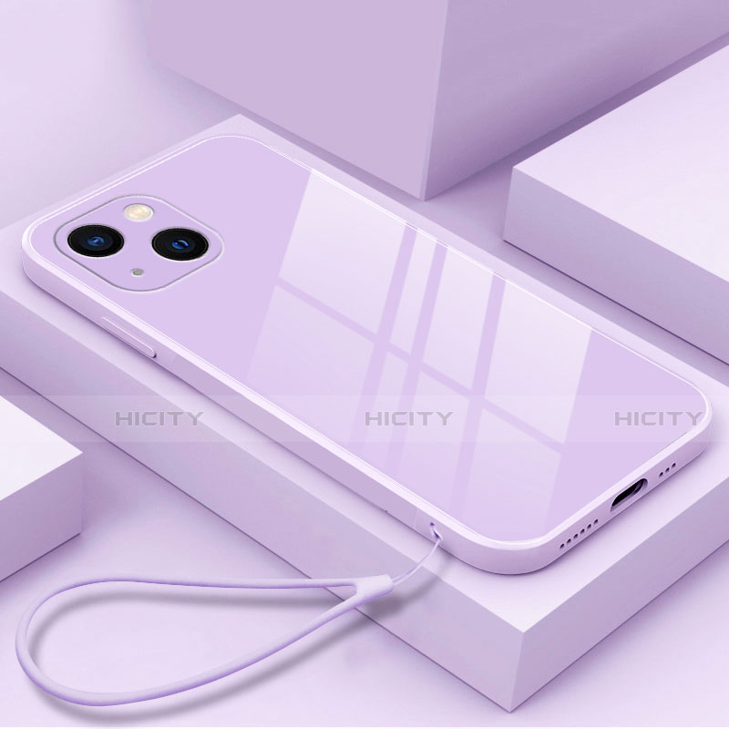 Silikon Schutzhülle Rahmen Tasche Hülle Spiegel M03 für Apple iPhone 13 Violett