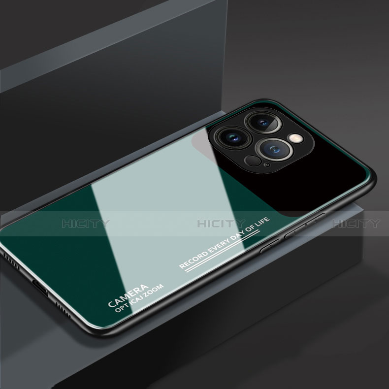 Silikon Schutzhülle Rahmen Tasche Hülle Spiegel M03 für Apple iPhone 14 Pro Grün