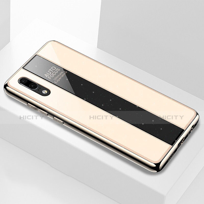 Silikon Schutzhülle Rahmen Tasche Hülle Spiegel M03 für Huawei P20 Gold