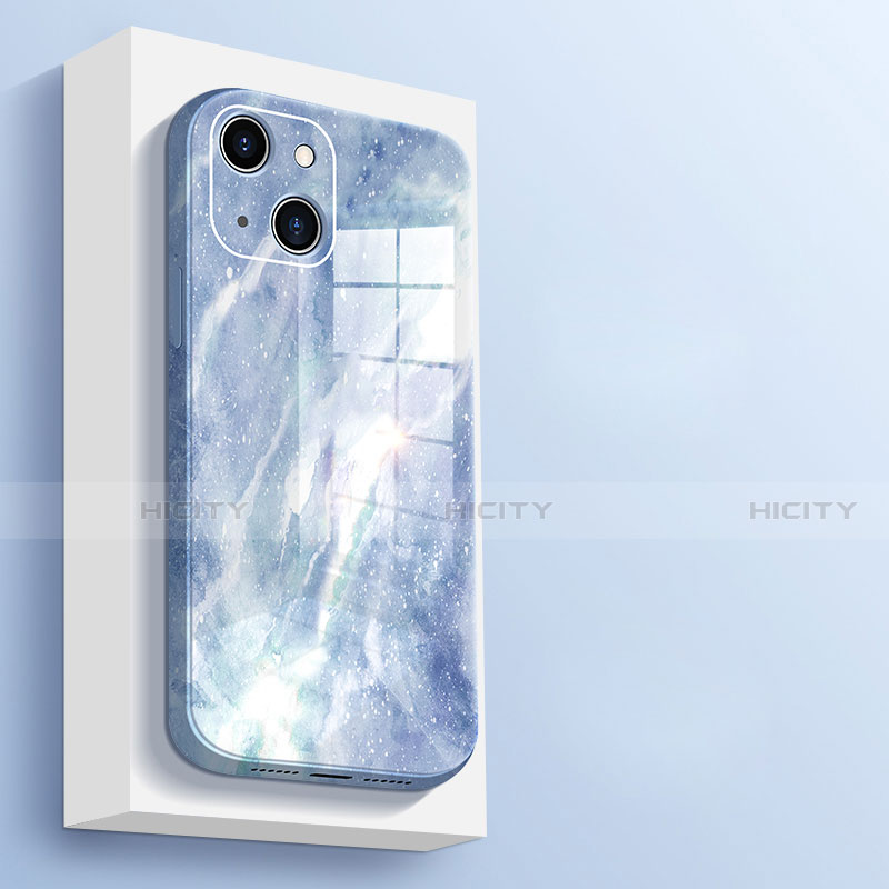 Silikon Schutzhülle Rahmen Tasche Hülle Spiegel M05 für Apple iPhone 13 Hellblau