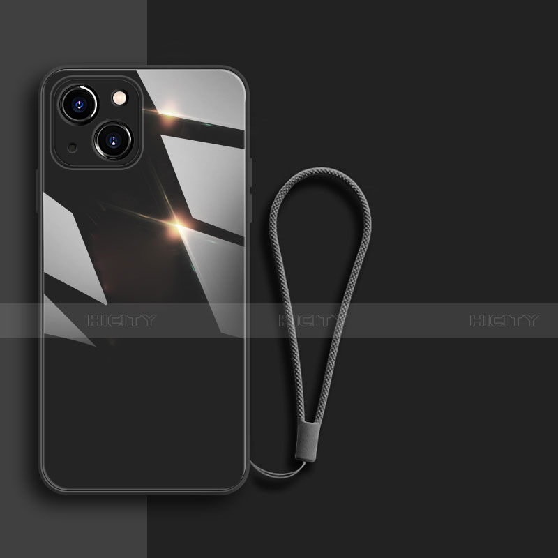 Silikon Schutzhülle Rahmen Tasche Hülle Spiegel M08 für Apple iPhone 14 Plus Schwarz