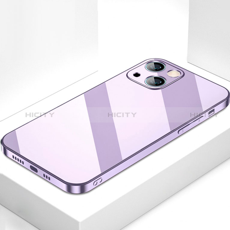 Silikon Schutzhülle Rahmen Tasche Hülle Spiegel M09 für Apple iPhone 15 Violett Plus