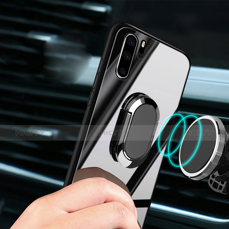 Silikon Schutzhülle Rahmen Tasche Hülle Spiegel mit Fingerring Ständer für Huawei P30 Pro New Edition groß