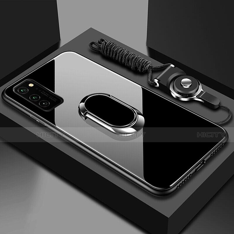Silikon Schutzhülle Rahmen Tasche Hülle Spiegel mit Magnetisch Fingerring Ständer für Huawei Honor V30 Pro 5G groß