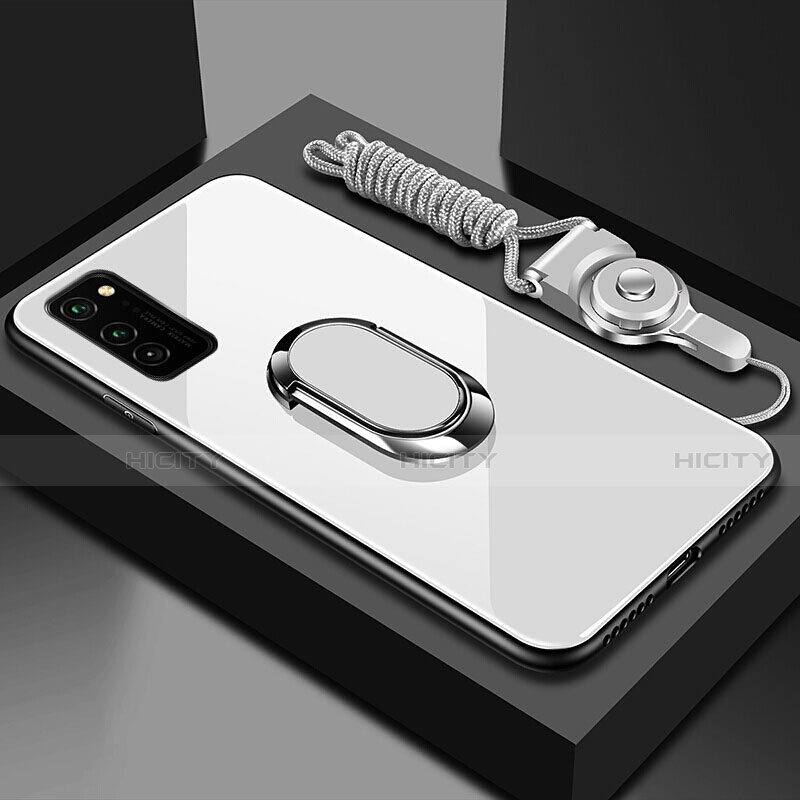 Silikon Schutzhülle Rahmen Tasche Hülle Spiegel mit Magnetisch Fingerring Ständer für Huawei Honor V30 Pro 5G groß