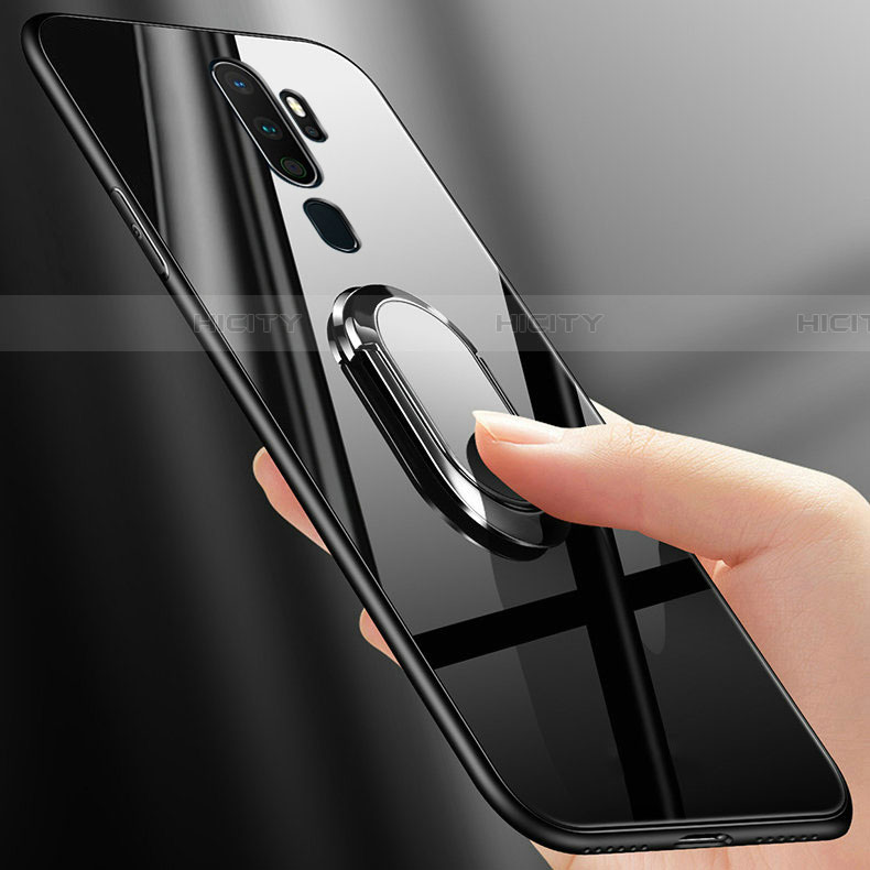 Silikon Schutzhülle Rahmen Tasche Hülle Spiegel mit Magnetisch Fingerring Ständer für Oppo A11 groß