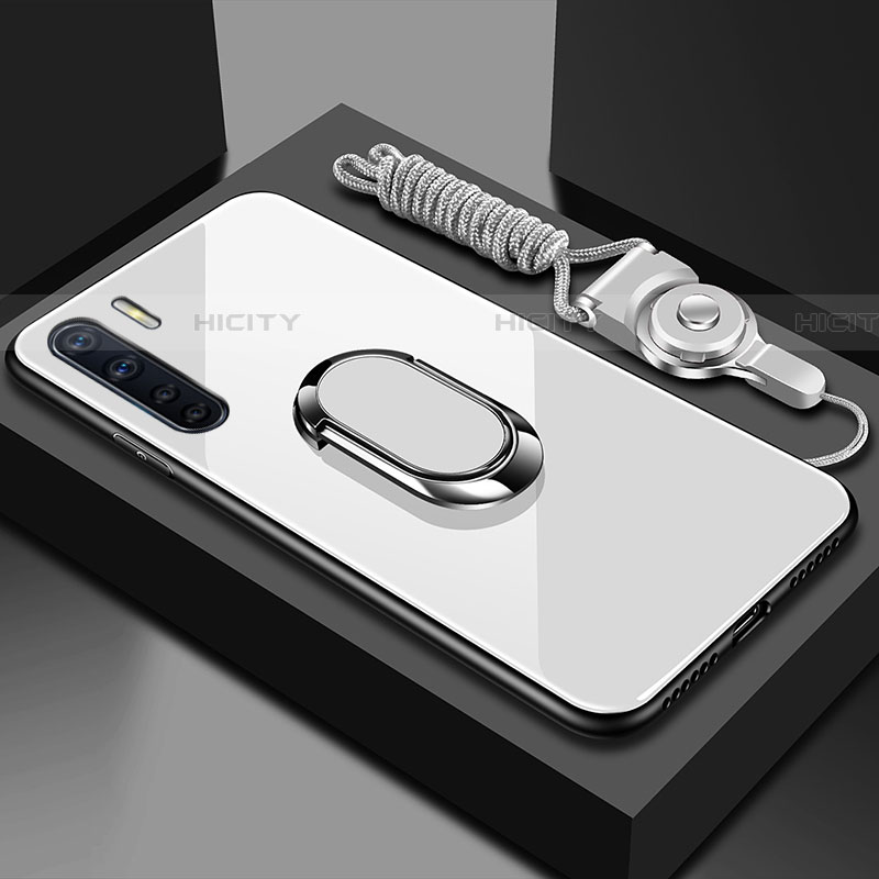 Silikon Schutzhülle Rahmen Tasche Hülle Spiegel mit Magnetisch Fingerring Ständer für Oppo A91