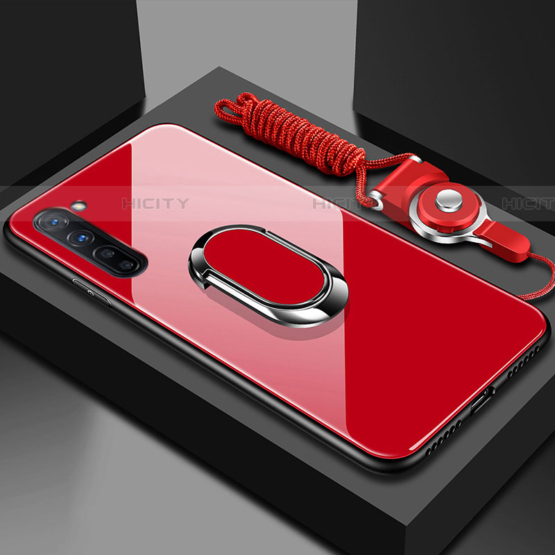 Silikon Schutzhülle Rahmen Tasche Hülle Spiegel mit Magnetisch Fingerring Ständer für Oppo Reno3