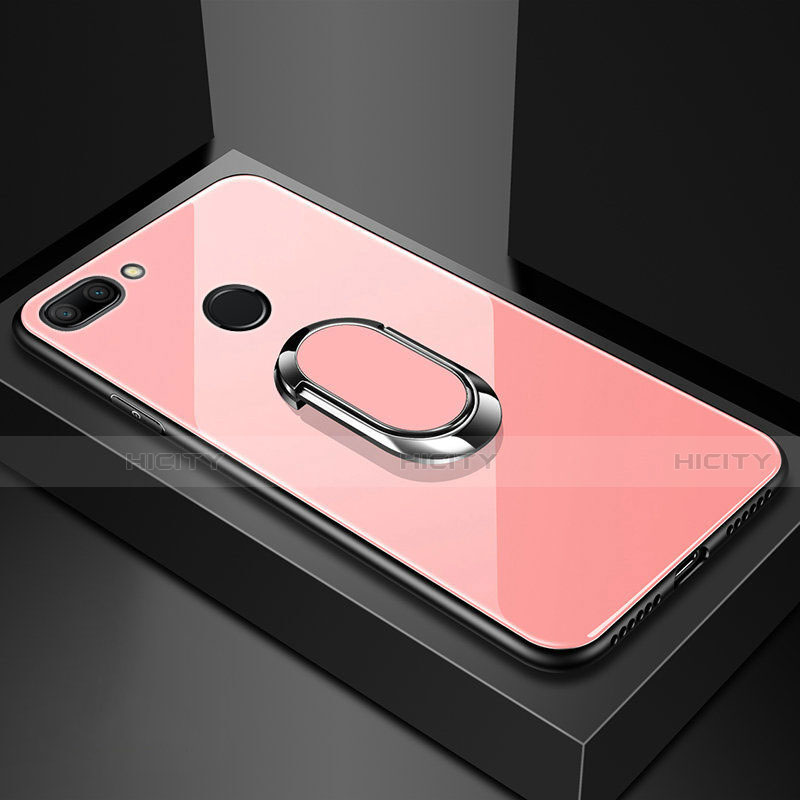 Silikon Schutzhülle Rahmen Tasche Hülle Spiegel mit Magnetisch Fingerring Ständer für Xiaomi Mi 8 Lite Rosegold Plus