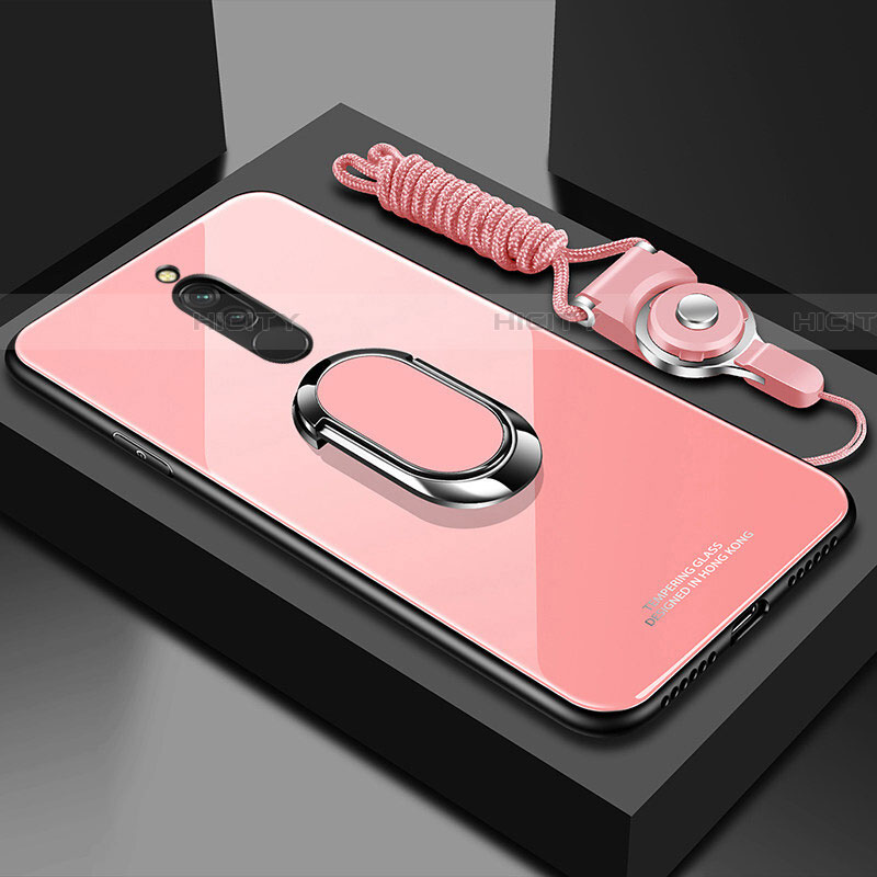Silikon Schutzhülle Rahmen Tasche Hülle Spiegel mit Magnetisch Fingerring Ständer für Xiaomi Redmi 8 groß