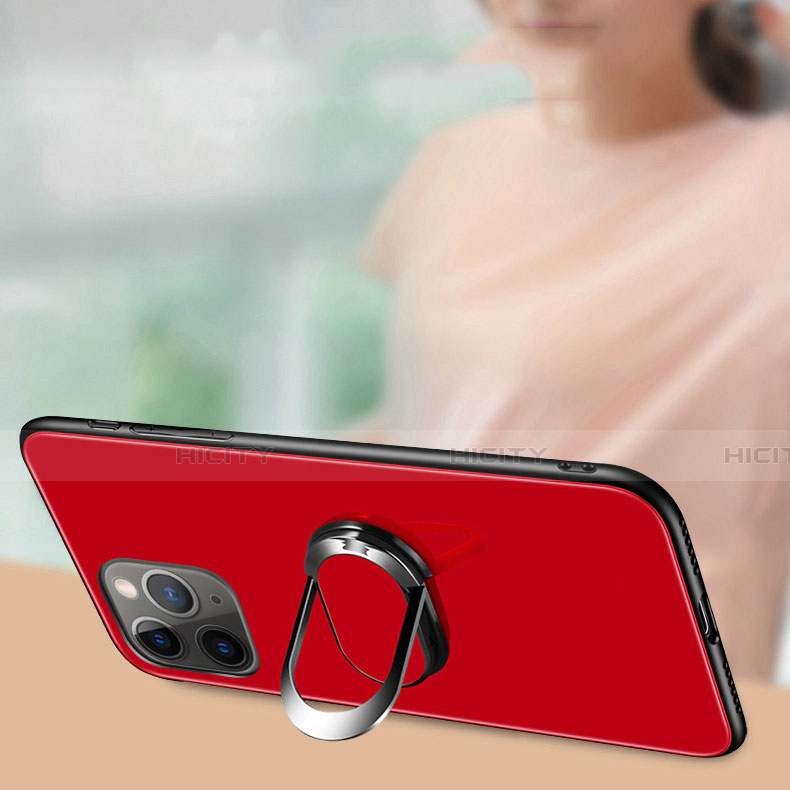 Silikon Schutzhülle Rahmen Tasche Hülle Spiegel mit Magnetisch Fingerring Ständer T01 für Apple iPhone 11 Pro