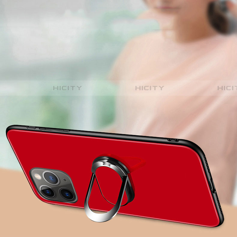 Silikon Schutzhülle Rahmen Tasche Hülle Spiegel mit Magnetisch Fingerring Ständer T01 für Apple iPhone 11 Pro Max