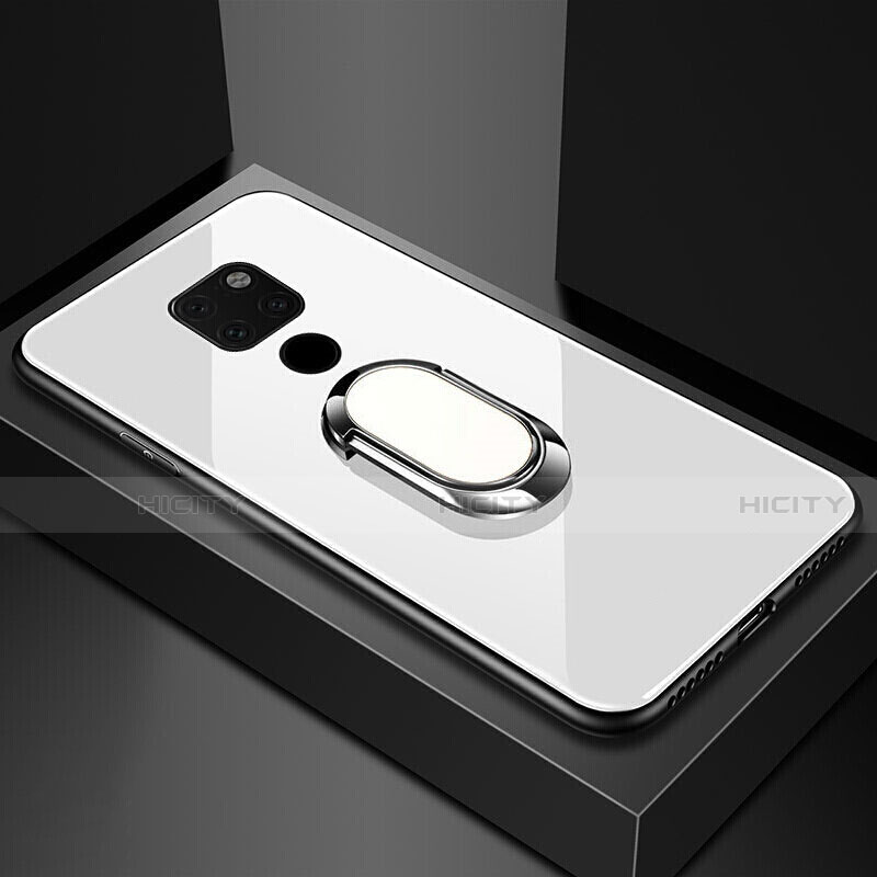 Silikon Schutzhülle Rahmen Tasche Hülle Spiegel mit Magnetisch Fingerring Ständer T01 für Huawei Mate 20 X 5G groß