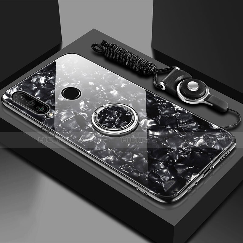 Silikon Schutzhülle Rahmen Tasche Hülle Spiegel mit Magnetisch Fingerring Ständer T01 für Huawei Nova 4e groß