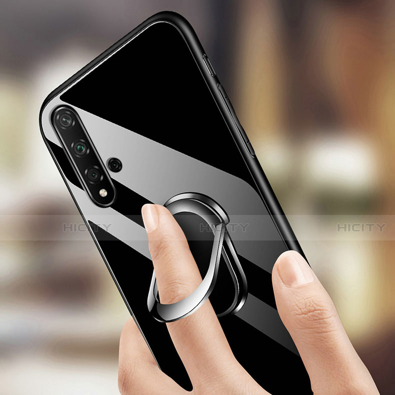 Silikon Schutzhülle Rahmen Tasche Hülle Spiegel mit Magnetisch Fingerring Ständer T01 für Huawei Nova 5