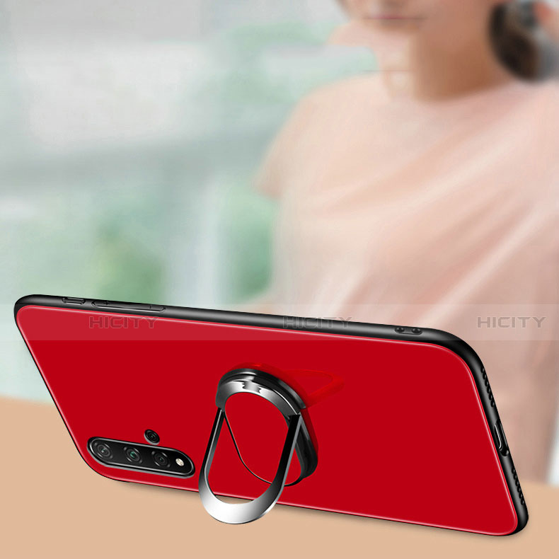 Silikon Schutzhülle Rahmen Tasche Hülle Spiegel mit Magnetisch Fingerring Ständer T01 für Huawei Nova 5