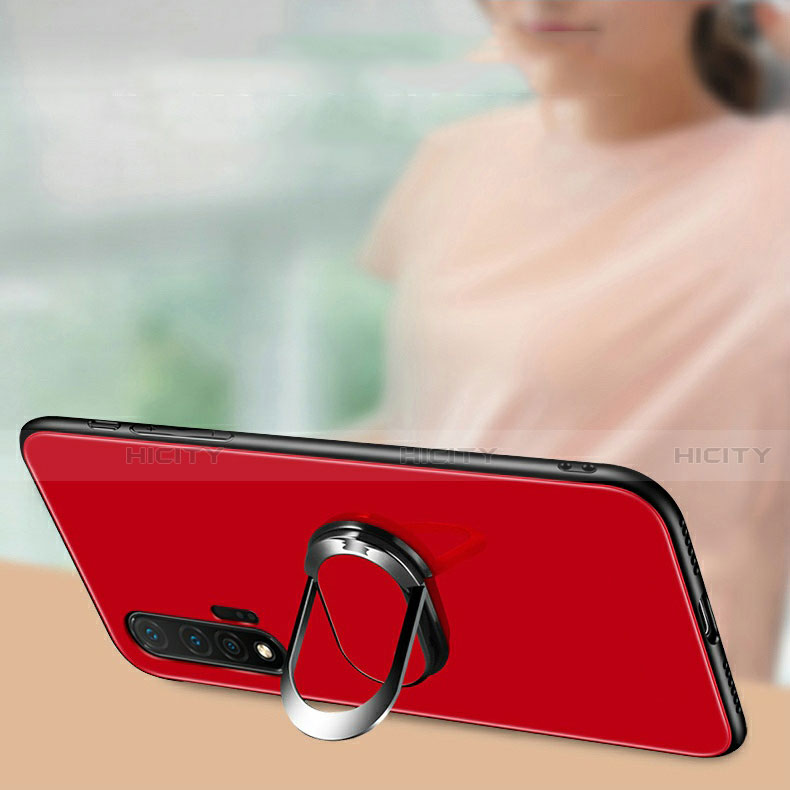 Silikon Schutzhülle Rahmen Tasche Hülle Spiegel mit Magnetisch Fingerring Ständer T01 für Huawei Nova 6 5G groß