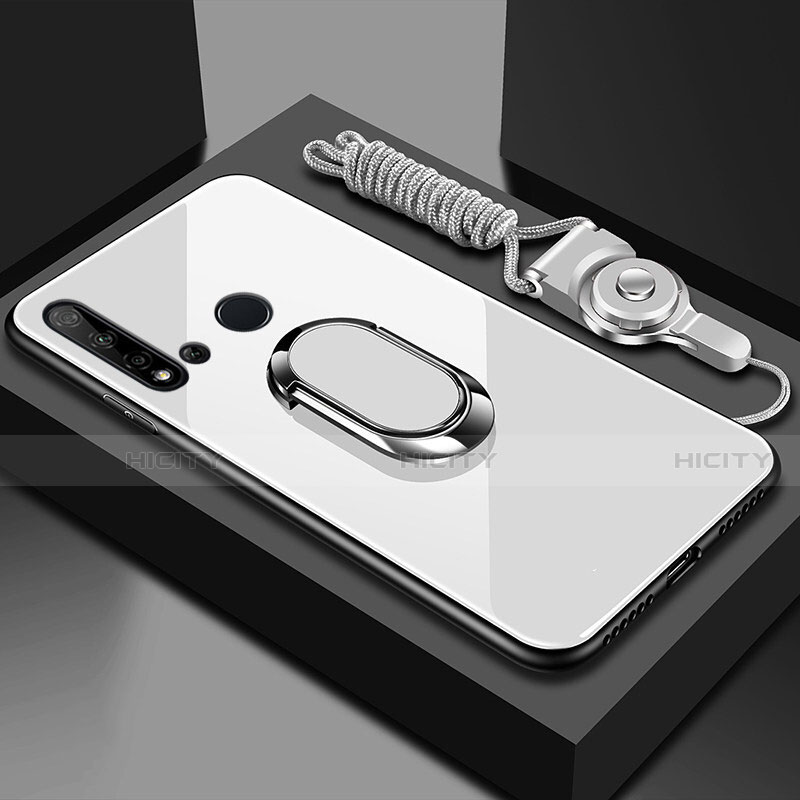Silikon Schutzhülle Rahmen Tasche Hülle Spiegel mit Magnetisch Fingerring Ständer T01 für Huawei P20 Lite (2019)