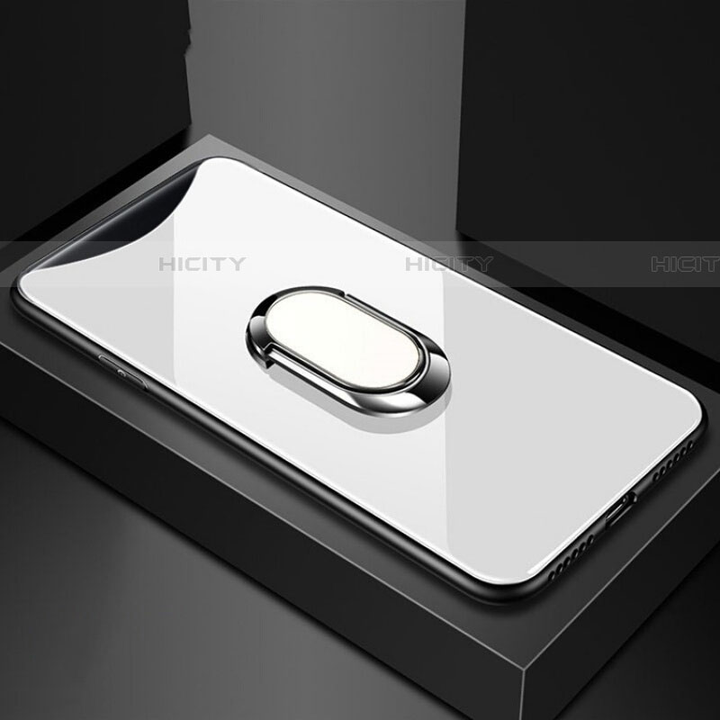 Silikon Schutzhülle Rahmen Tasche Hülle Spiegel mit Magnetisch Fingerring Ständer T01 für Oppo Find X