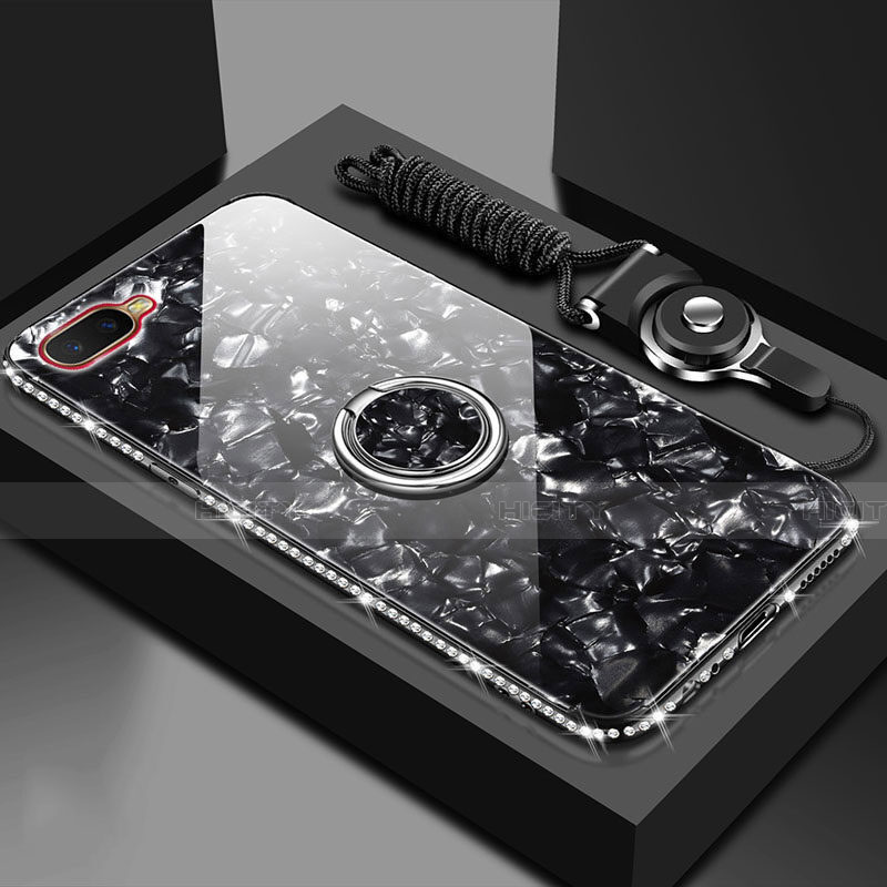 Silikon Schutzhülle Rahmen Tasche Hülle Spiegel mit Magnetisch Fingerring Ständer T01 für Oppo R15X