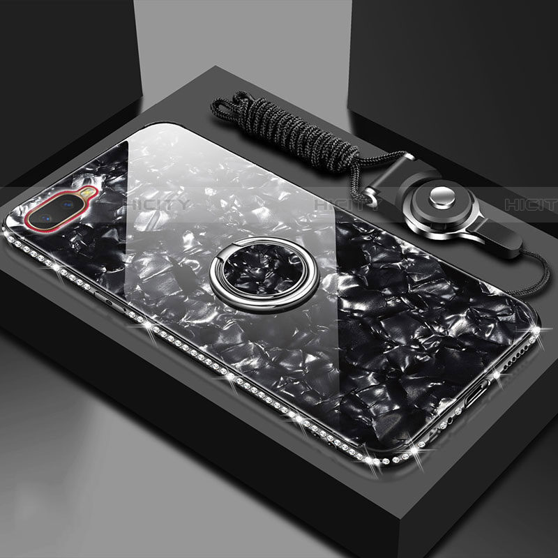 Silikon Schutzhülle Rahmen Tasche Hülle Spiegel mit Magnetisch Fingerring Ständer T01 für Oppo RX17 Neo groß