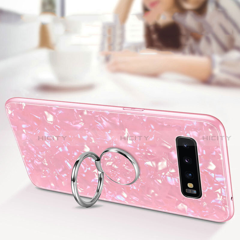 Silikon Schutzhülle Rahmen Tasche Hülle Spiegel mit Magnetisch Fingerring Ständer T01 für Samsung Galaxy S10 Plus