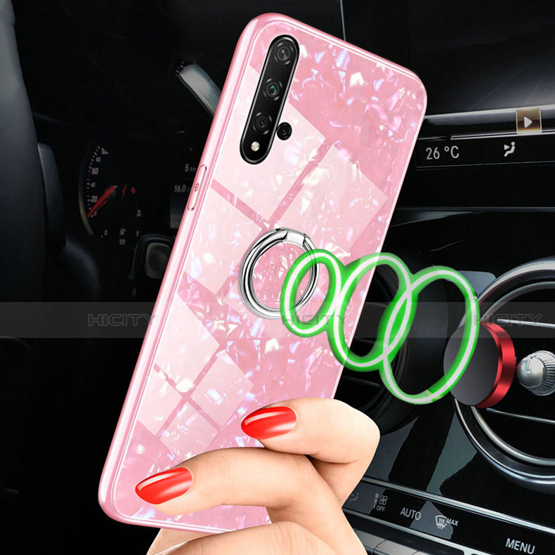 Silikon Schutzhülle Rahmen Tasche Hülle Spiegel mit Magnetisch Fingerring Ständer T02 für Huawei Nova 5 groß