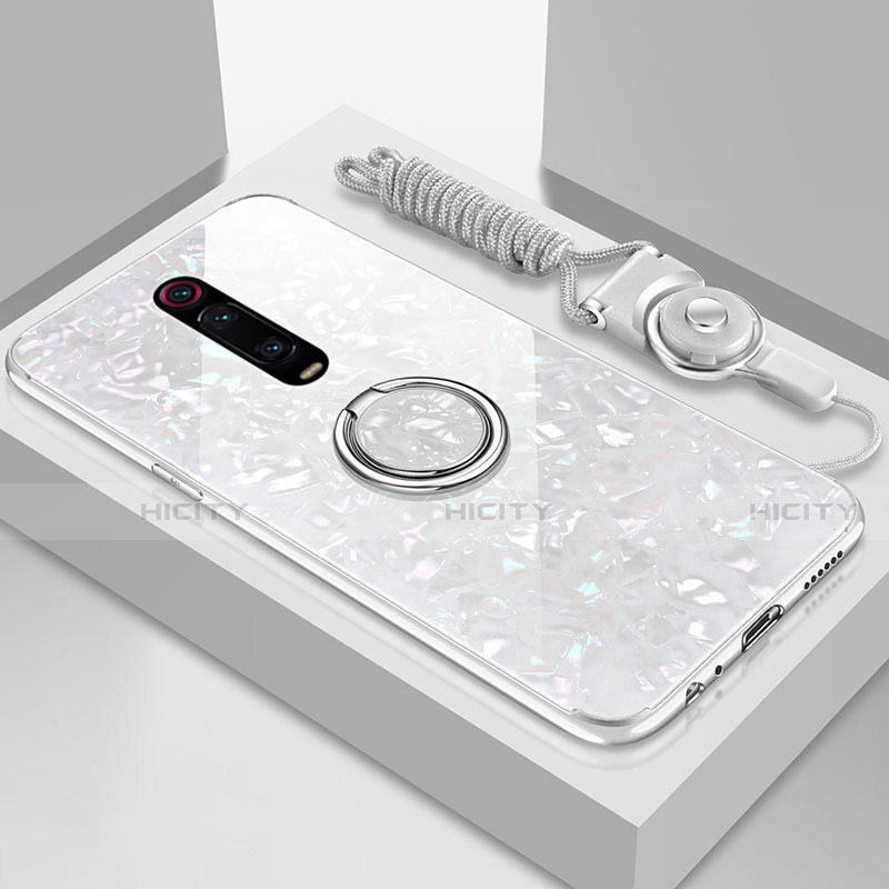 Silikon Schutzhülle Rahmen Tasche Hülle Spiegel mit Magnetisch Fingerring Ständer T02 für Xiaomi Redmi K20 groß