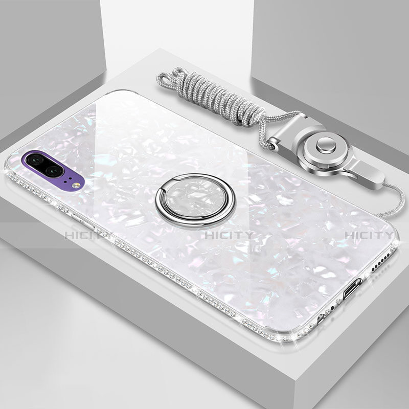 Silikon Schutzhülle Rahmen Tasche Hülle Spiegel mit Magnetisch Fingerring Ständer T03 für Huawei P20