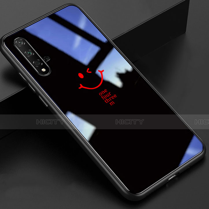 Silikon Schutzhülle Rahmen Tasche Hülle Spiegel T01 für Huawei Honor 20 Schwarz