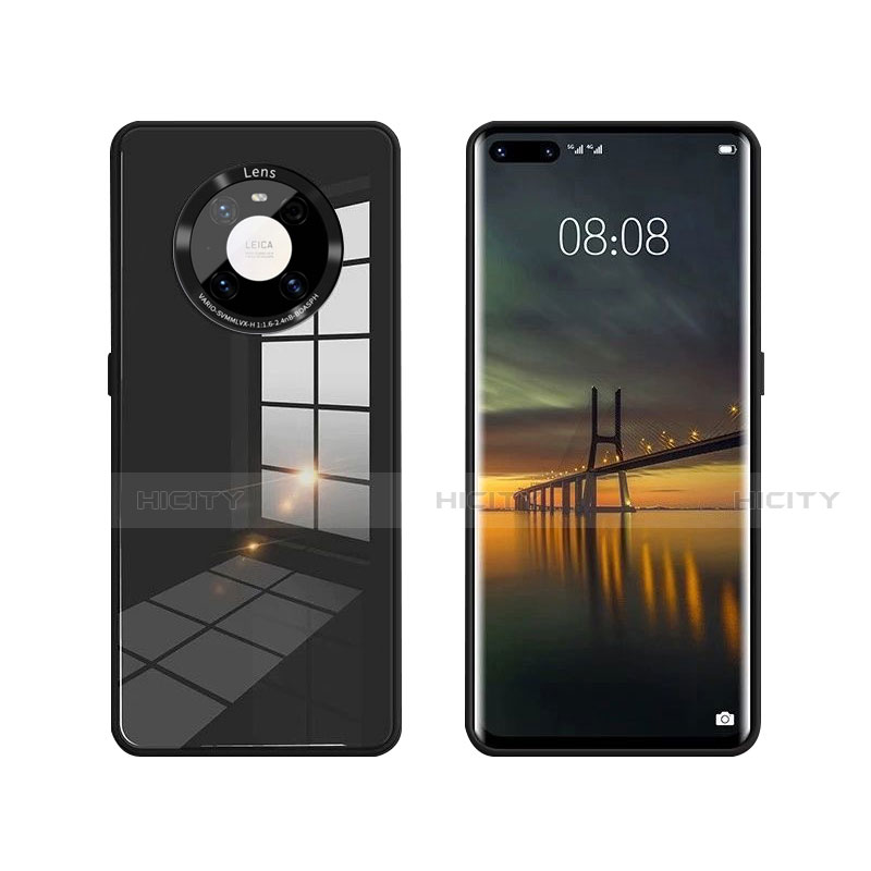 Silikon Schutzhülle Rahmen Tasche Hülle Spiegel T01 für Huawei Mate 40 Pro Schwarz