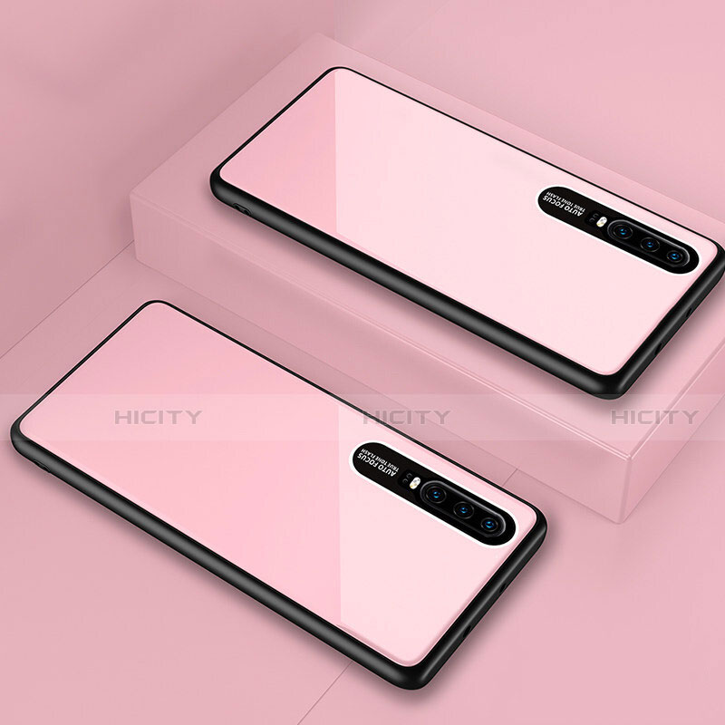 Silikon Schutzhülle Rahmen Tasche Hülle Spiegel T01 für Huawei P30 Rosa