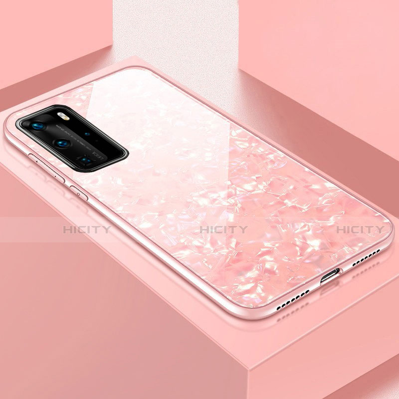 Silikon Schutzhülle Rahmen Tasche Hülle Spiegel T01 für Huawei P40 Pro Rosa