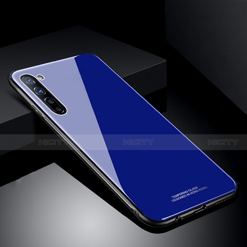 Silikon Schutzhülle Rahmen Tasche Hülle Spiegel T01 für Oppo A91 Blau