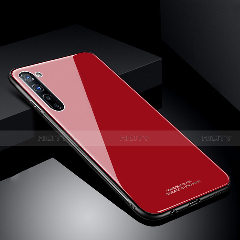 Silikon Schutzhülle Rahmen Tasche Hülle Spiegel T01 für Oppo A91 Rot