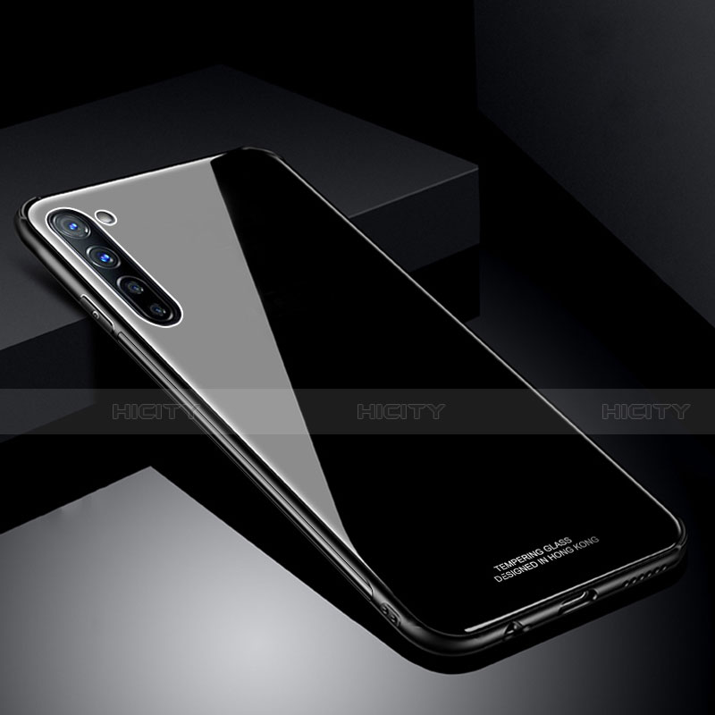 Silikon Schutzhülle Rahmen Tasche Hülle Spiegel T01 für Oppo A91 Schwarz