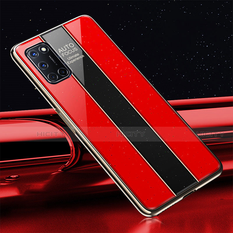 Silikon Schutzhülle Rahmen Tasche Hülle Spiegel T01 für Oppo A92 Rot