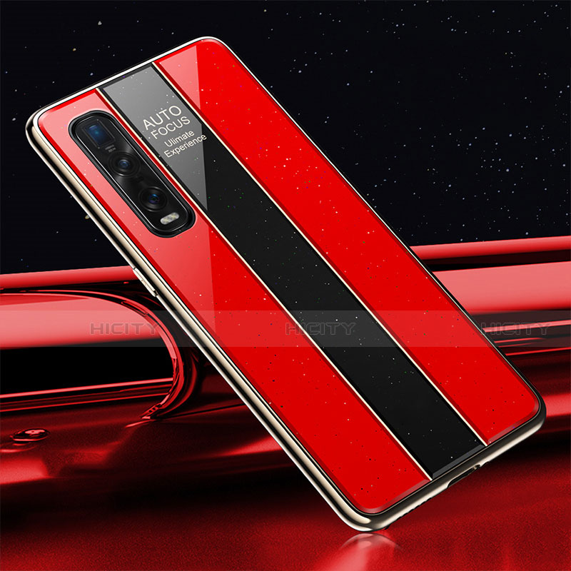 Silikon Schutzhülle Rahmen Tasche Hülle Spiegel T01 für Oppo Find X2 Pro Rot