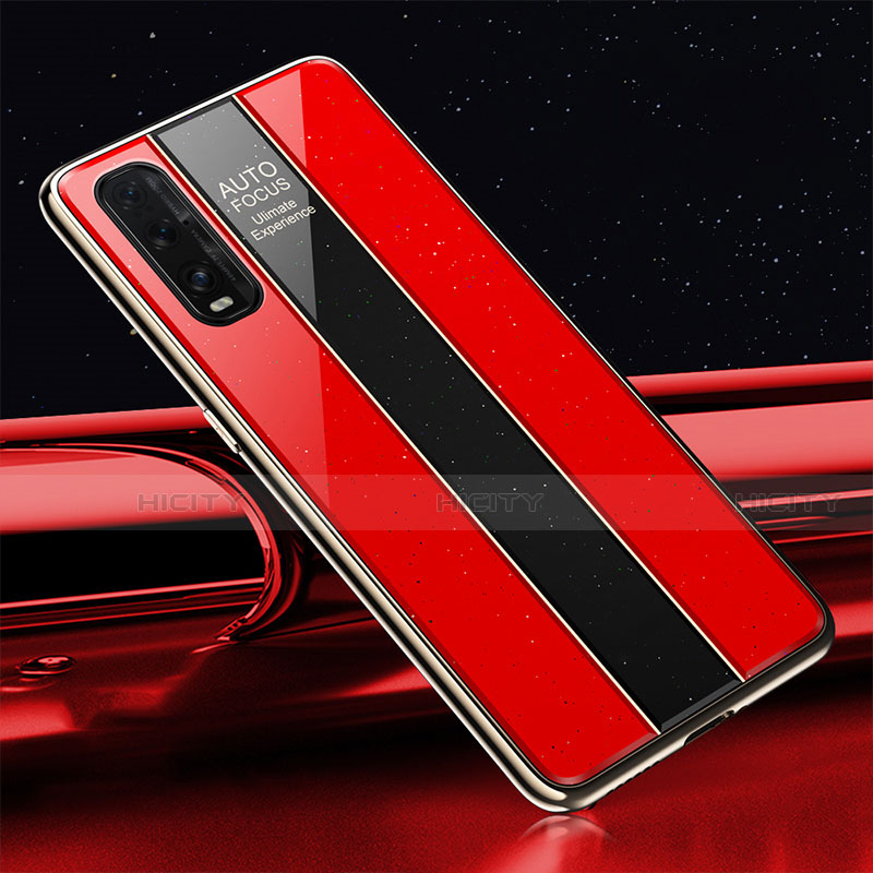 Silikon Schutzhülle Rahmen Tasche Hülle Spiegel T01 für Oppo Find X2 Rot