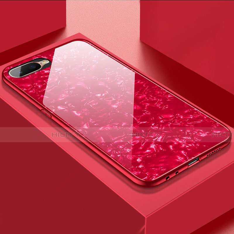 Silikon Schutzhülle Rahmen Tasche Hülle Spiegel T01 für Oppo R15X Rot