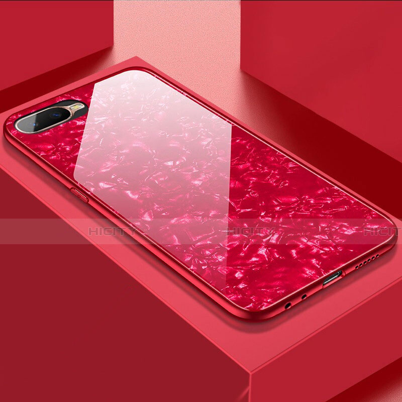 Silikon Schutzhülle Rahmen Tasche Hülle Spiegel T01 für Oppo R17 Neo Rot Plus