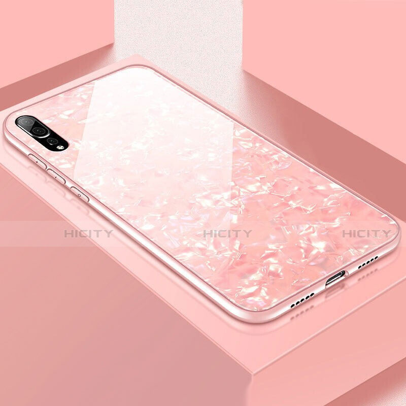 Silikon Schutzhülle Rahmen Tasche Hülle Spiegel T02 für Huawei P20 Pro Rosa