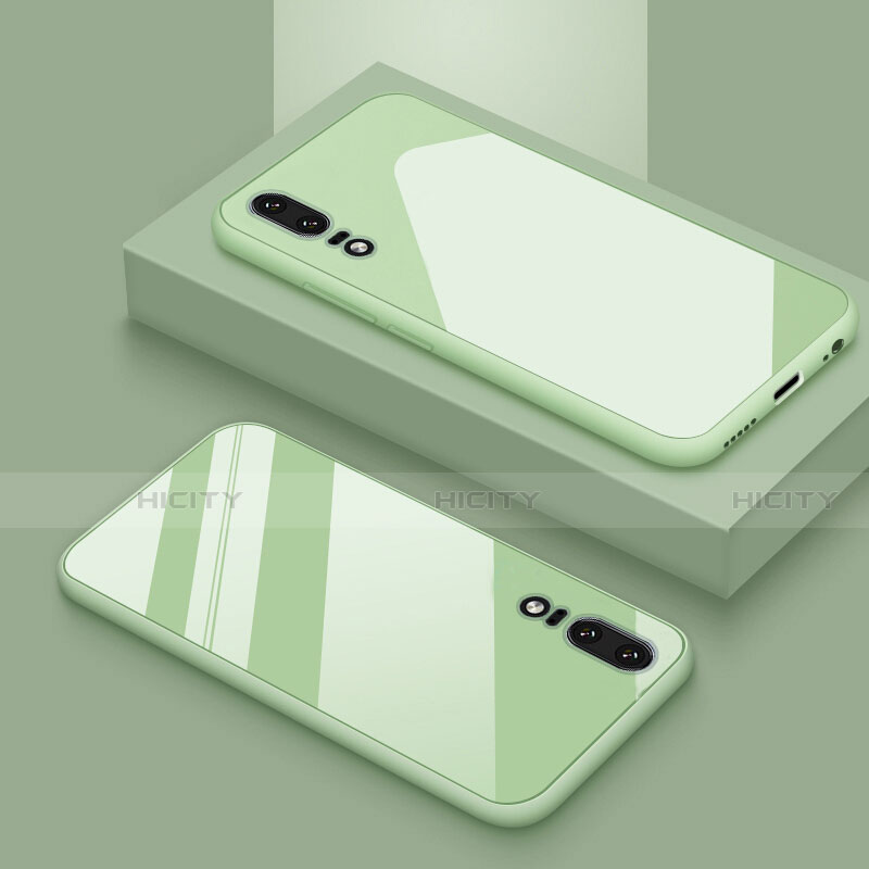 Silikon Schutzhülle Rahmen Tasche Hülle Spiegel T03 für Huawei P20 Grün