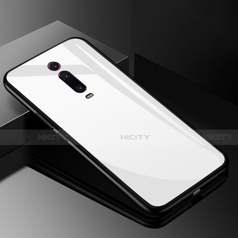 Silikon Schutzhülle Rahmen Tasche Hülle Spiegel T03 für Xiaomi Mi 9T Weiß