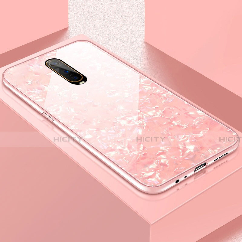 Silikon Schutzhülle Rahmen Tasche Hülle Spiegel T05 für Oppo R17 Pro Rosa