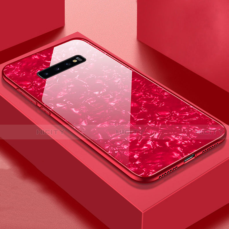 Silikon Schutzhülle Rahmen Tasche Hülle Spiegel U01 für Samsung Galaxy S10 5G Rot Plus