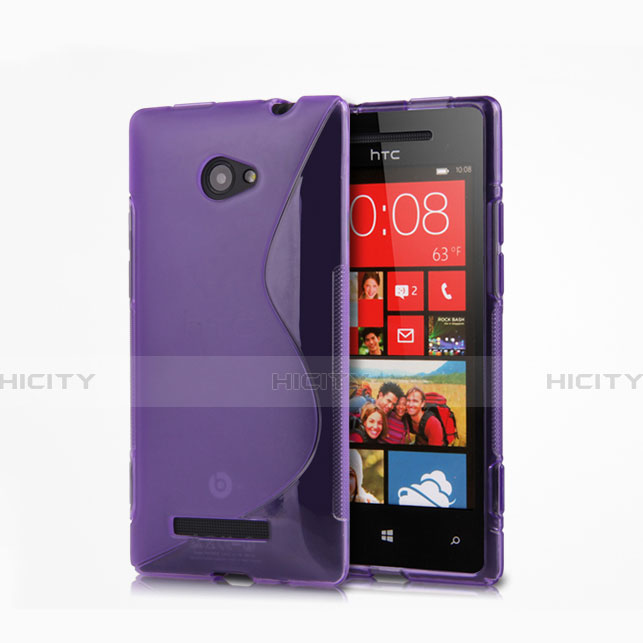 Silikon Schutzhülle S-Line Hülle Durchsichtig Transparent für HTC 8X Windows Phone Violett