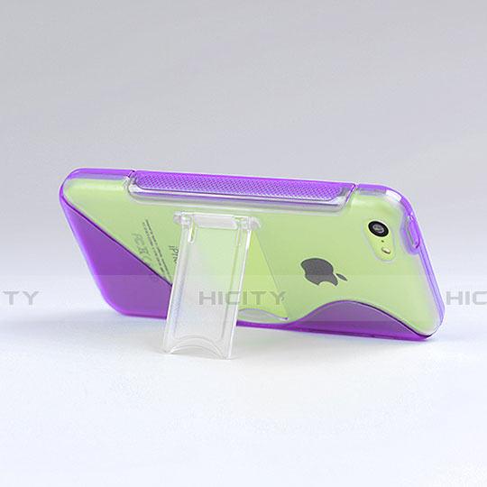 Silikon Schutzhülle S-Line Stand Hülle Durchsichtig Transparent für Apple iPhone 5C Violett