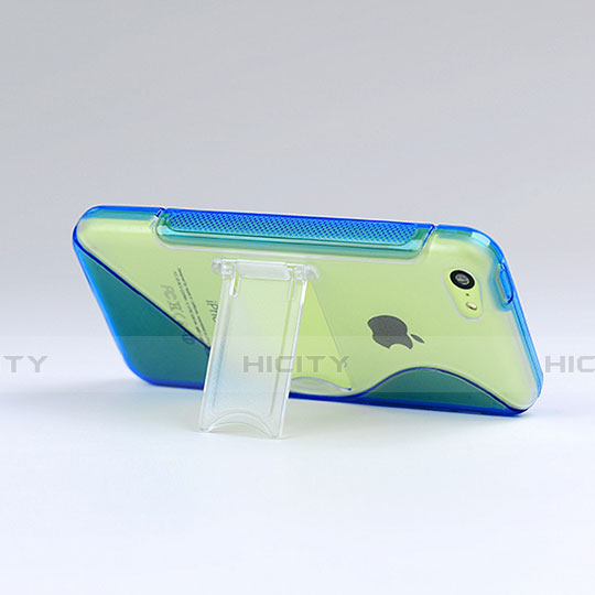 Silikon Schutzhülle S-Line Stand Tasche Durchsichtig Transparent für Apple iPhone 5C Blau